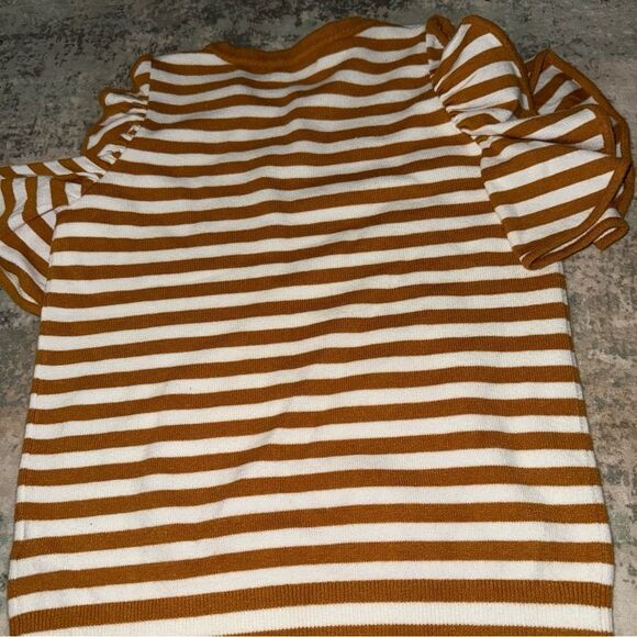 Anthropologie Mustard and White Striped Knit Top - Picture 6 of 8